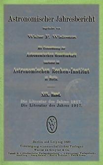 Astronomischer Jahresbericht 1917 Bd. 19, T. 1/6