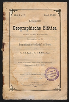 Deutsche Geographische Bl&auml;tter 1909 Bd. 32, H. 1-4