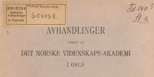 Avhandlinger : utgitt av det Norske videnskaps-akademi i Oslo, II. Historisk-filosofisk klasse, 1929 nr 1