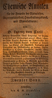 Chemische Annalen für die Freunde der Naturlehre, Arznengelahrtheit, Haushaltungskunst, und Manufakturen 1792 Bd. 2, T. 1 (H. 7-12)