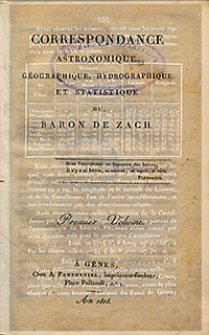Correspondance Astronomique, G&eacute;ographique, Hydrographique et Statistique du Baron de Zach. 1818, vol. 1