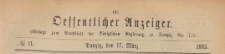 Oeffentlicher Anzeiger : Beilage zum Amts-blatt der K&ouml;niglichen Regierung zu Danzig, 1883.03.17 nr 11