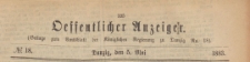 Oeffentlicher Anzeiger : Beilage zum Amts-blatt der Königlichen Regierung zu Danzig, 1883.05.05 nr 18