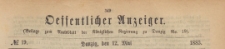Oeffentlicher Anzeiger : Beilage zum Amts-blatt der Königlichen Regierung zu Danzig, 1883.05.12 nr 19