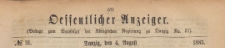 Oeffentlicher Anzeiger : Beilage zum Amts-blatt der Königlichen Regierung zu Danzig, 1883.08.04 nr 31