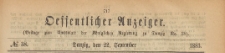 Oeffentlicher Anzeiger : Beilage zum Amts-blatt der Königlichen Regierung zu Danzig, 1883.09.22 nr 38