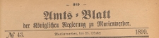 Amts-Blatt der K&ouml;niglich Preussischen Regierung zu Marienwerder f&uuml;r das Jahr, 1899.10.25 nr 43