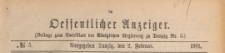 Oeffentlicher Anzeiger : Beilage zum Amts-blatt der Königlichen Regierung zu Danzig, 1901.02.02 nr 5