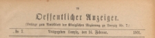 Oeffentlicher Anzeiger : Beilage zum Amts-blatt der K&ouml;niglichen Regierung zu Danzig, 1901.02.16 nr 7