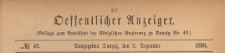 Oeffentlicher Anzeiger : Beilage zum Amts-blatt der Königlichen Regierung zu Danzig, 1898.12.03 nr 49