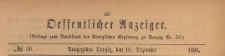 Oeffentlicher Anzeiger : Beilage zum Amts-blatt der K&ouml;niglichen Regierung zu Danzig, 1898.12.10 nr 50