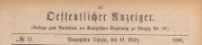 Oeffentlicher Anzeiger : Beilage zum Amts-blatt der Königlichen Regierung zu Danzig, 1898.03.19 nr 12