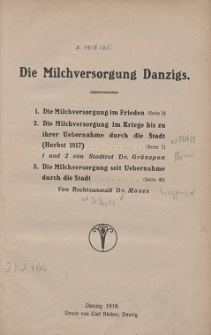 Die Milchversorgung Danzigs