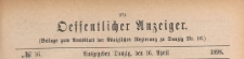 Oeffentlicher Anzeiger : Beilage zum Amts-blatt der Königlichen Regierung zu Danzig, 1898.04.16 nr 16