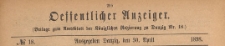 Oeffentlicher Anzeiger : Beilage zum Amts-blatt der Königlichen Regierung zu Danzig, 1898.04.30 nr 18