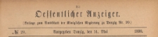 Oeffentlicher Anzeiger : Beilage zum Amts-blatt der Königlichen Regierung zu Danzig, 1898.05.14 nr 20