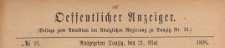 Oeffentlicher Anzeiger : Beilage zum Amts-blatt der K&ouml;niglichen Regierung zu Danzig, 1898.05.21 nr 21