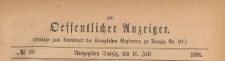 Oeffentlicher Anzeiger : Beilage zum Amts-blatt der K&ouml;niglichen Regierung zu Danzig, 1898.07.16 nr 29