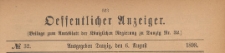 Oeffentlicher Anzeiger : Beilage zum Amts-blatt der K&ouml;niglichen Regierung zu Danzig, 1898.08.06 nr 32