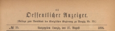 Oeffentlicher Anzeiger : Beilage zum Amts-blatt der K&ouml;niglichen Regierung zu Danzig, 1898.08.27 nr 35