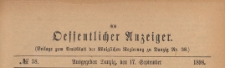 Oeffentlicher Anzeiger : Beilage zum Amts-blatt der Königlichen Regierung zu Danzig, 1898.09.17 nr 38