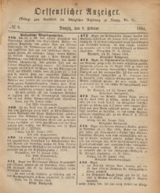 Oeffentlicher Anzeiger : Beilage zum Amts-blatt der Königlichen Regierung zu Danzig, 1884.02.09 nr 6