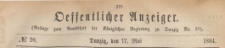 Oeffentlicher Anzeiger : Beilage zum Amts-blatt der Königlichen Regierung zu Danzig, 1884.05.17 nr 20