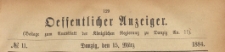 Oeffentlicher Anzeiger : Beilage zum Amts-blatt der Königlichen Regierung zu Danzig, 1884.03.15 nr 11