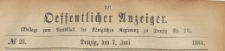 Oeffentlicher Anzeiger : Beilage zum Amts-blatt der Königlichen Regierung zu Danzig, 1884.06.07 nr 23