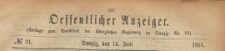 Oeffentlicher Anzeiger : Beilage zum Amts-blatt der K&ouml;niglichen Regierung zu Danzig, 1884.06.14 nr 24