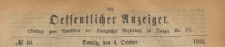 Oeffentlicher Anzeiger : Beilage zum Amts-blatt der Königlichen Regierung zu Danzig, 1884.10.04 nr 40