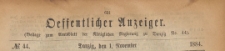 Oeffentlicher Anzeiger : Beilage zum Amts-blatt der Königlichen Regierung zu Danzig, 1884.11.01 nr 44