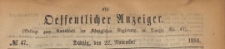 Oeffentlicher Anzeiger : Beilage zum Amts-blatt der Königlichen Regierung zu Danzig, 1884.11.22 nr 47