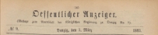 Oeffentlicher Anzeiger : Beilage zum Amts-blatt der Königlichen Regierung zu Danzig, 1883.03.03 nr 9