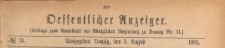 Oeffentlicher Anzeiger : Beilage zum Amts-blatt der K&ouml;niglichen Regierung zu Danzig, 1901.08.03 nr 31