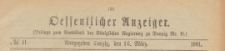 Oeffentlicher Anzeiger : Beilage zum Amts-blatt der Königlichen Regierung zu Danzig, 1901.03.16 nr 11