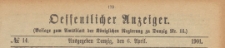 Oeffentlicher Anzeiger : Beilage zum Amts-blatt der Königlichen Regierung zu Danzig, 1901.04.06 nr 14