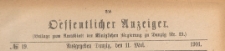 Oeffentlicher Anzeiger : Beilage zum Amts-blatt der Königlichen Regierung zu Danzig, 1901.05.11 nr 19