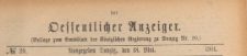 Oeffentlicher Anzeiger : Beilage zum Amts-blatt der K&ouml;niglichen Regierung zu Danzig, 1901.05.18 nr 20