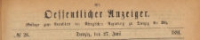 Oeffentlicher Anzeiger : Beilage zum Amts-blatt der K&ouml;niglichen Regierung zu Danzig, 1891.06.27 nr 26