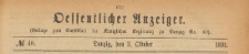 Oeffentlicher Anzeiger : Beilage zum Amts-blatt der K&ouml;niglichen Regierung zu Danzig, 1891.10.03 nr 40