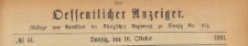Oeffentlicher Anzeiger : Beilage zum Amts-blatt der K&ouml;niglichen Regierung zu Danzig, 1891.10.10 nr 41