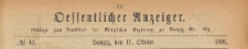 Oeffentlicher Anzeiger : Beilage zum Amts-blatt der K&ouml;niglichen Regierung zu Danzig, 1891.10.17 nr 42