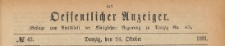 Oeffentlicher Anzeiger : Beilage zum Amts-blatt der K&ouml;niglichen Regierung zu Danzig, 1891.10.24 nr 43