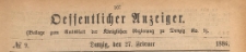 Oeffentlicher Anzeiger : Beilage zum Amts-blatt der K&ouml;niglichen Regierung zu Danzig, 1886.02.27 nr 9
