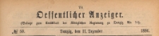 Oeffentlicher Anzeiger : Beilage zum Amts-blatt der Königlichen Regierung zu Danzig, 1886.12.11 nr 50