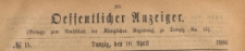 Oeffentlicher Anzeiger : Beilage zum Amts-blatt der Königlichen Regierung zu Danzig, 1886.04.10 nr 15