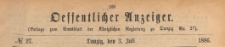 Oeffentlicher Anzeiger : Beilage zum Amts-blatt der Königlichen Regierung zu Danzig, 1886.07.03 nr 27