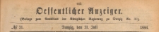 Oeffentlicher Anzeiger : Beilage zum Amts-blatt der K&ouml;niglichen Regierung zu Danzig, 1886.07.31 nr 31