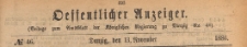 Oeffentlicher Anzeiger : Beilage zum Amts-blatt der Königlichen Regierung zu Danzig, 1886.11.13 nr 46